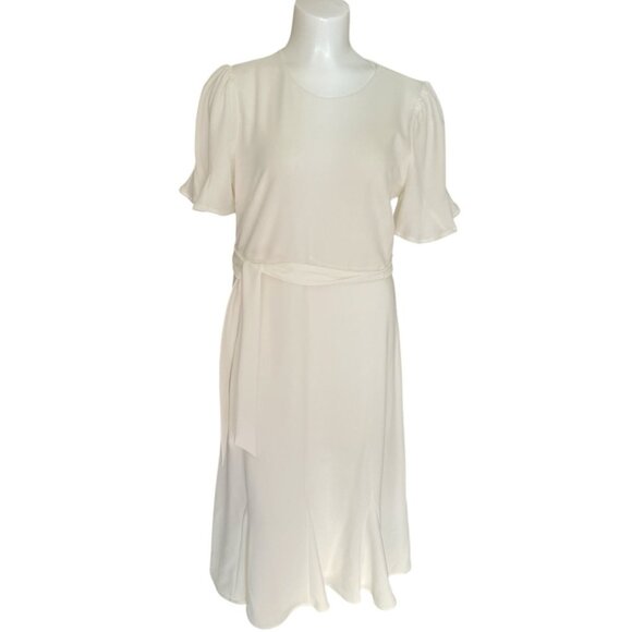 DKNY White Dress with flared short sleeves sz 8 - Picture 1 of 6